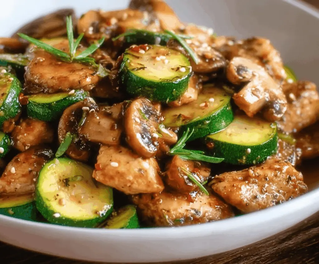 Easy Zucchini Mushroom Chicken Stir Fry Recipe