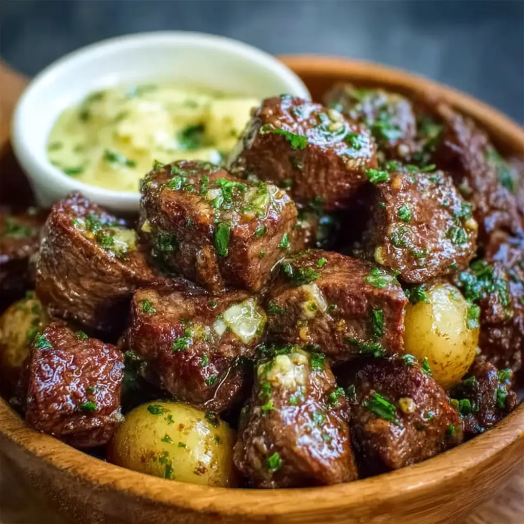 High Protein Slow Cooker Garlic Butter Beef Bites