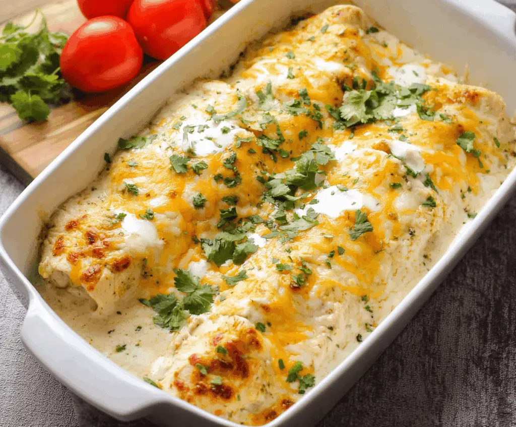 Cheesy Chicken Enchiladas with Creamy Sauce