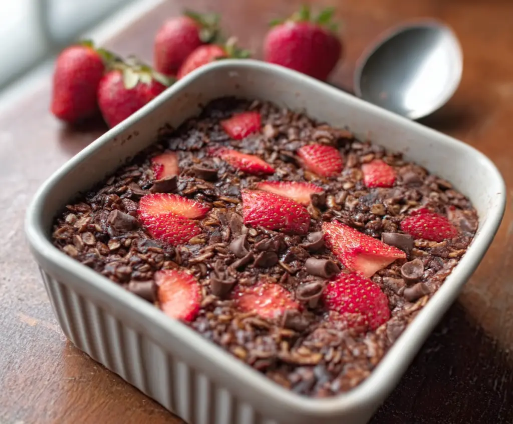 Chocolate Strawberry Baked Oatmeal