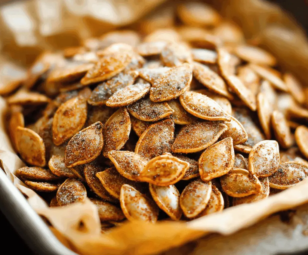 Cinnamon Sugar Roasted Pumpkin Seeds