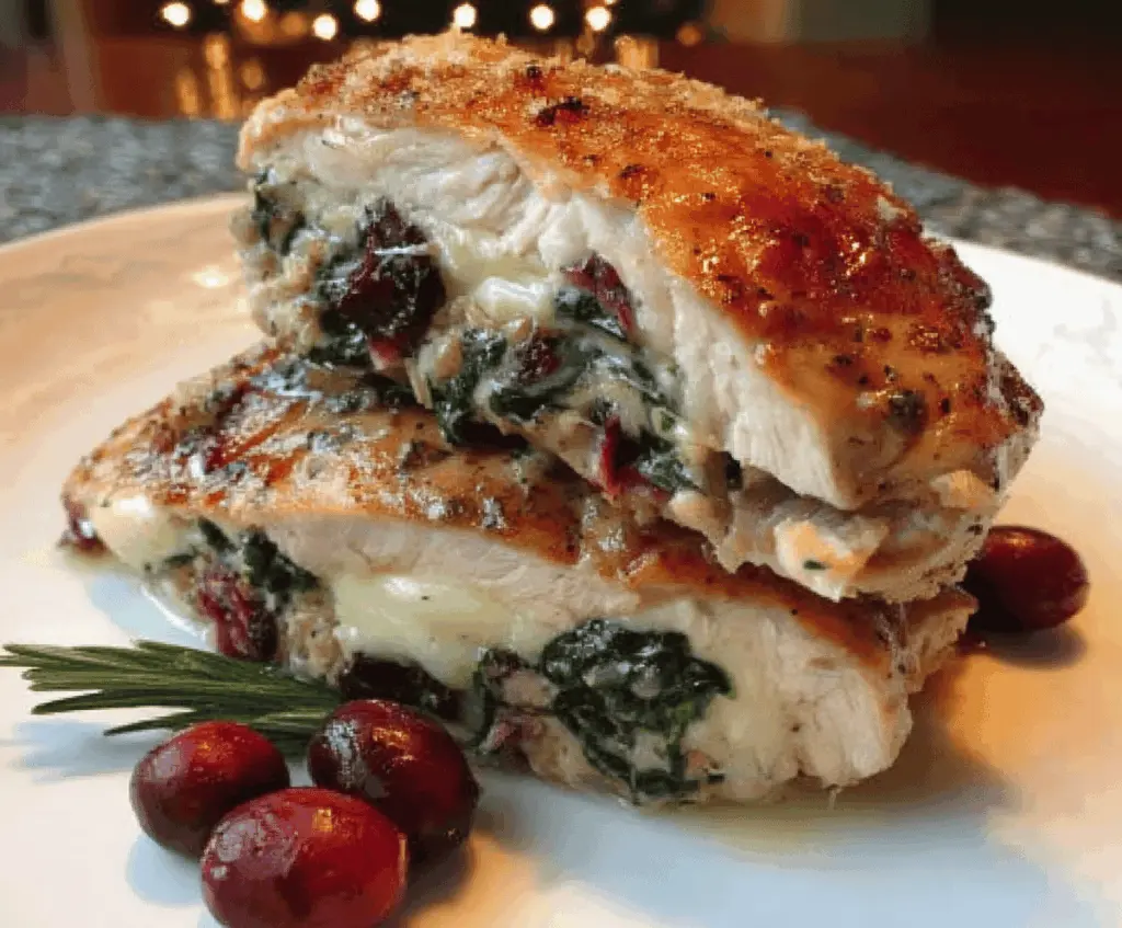 Cranberry and Spinach Stuffed Chicken with Brie