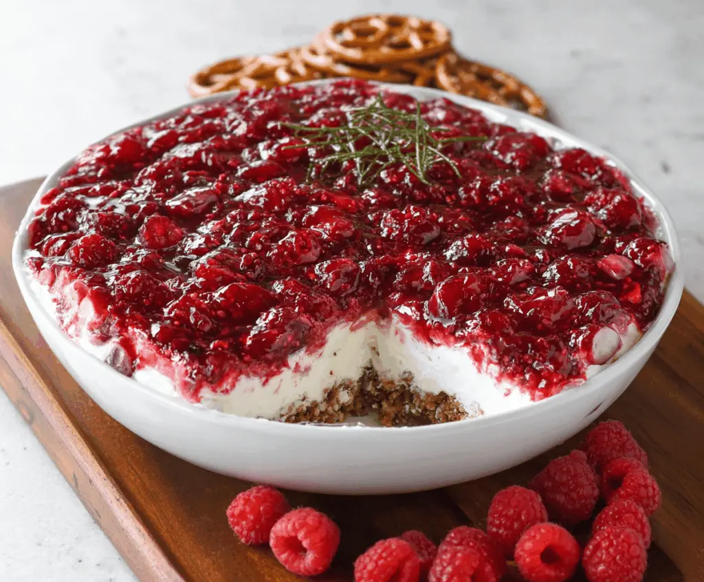 Cranberry Raspberry Pretzel Salad
