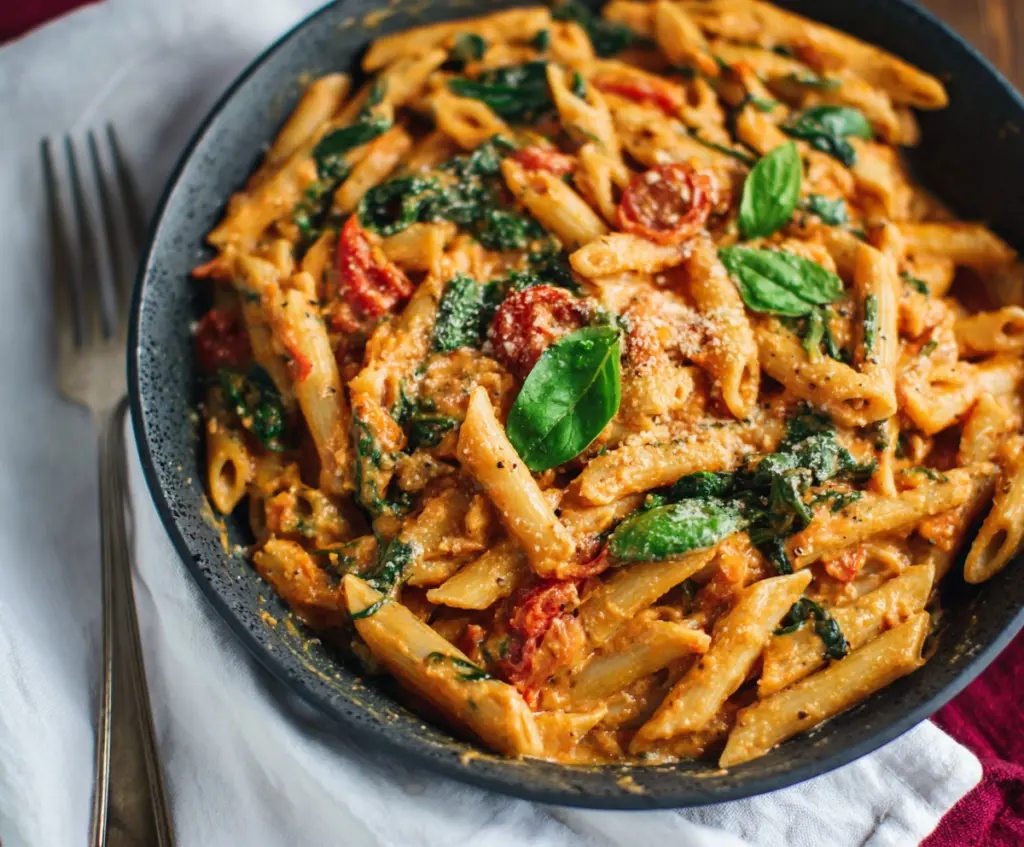 Creamy Tomato Spinach Pasta
