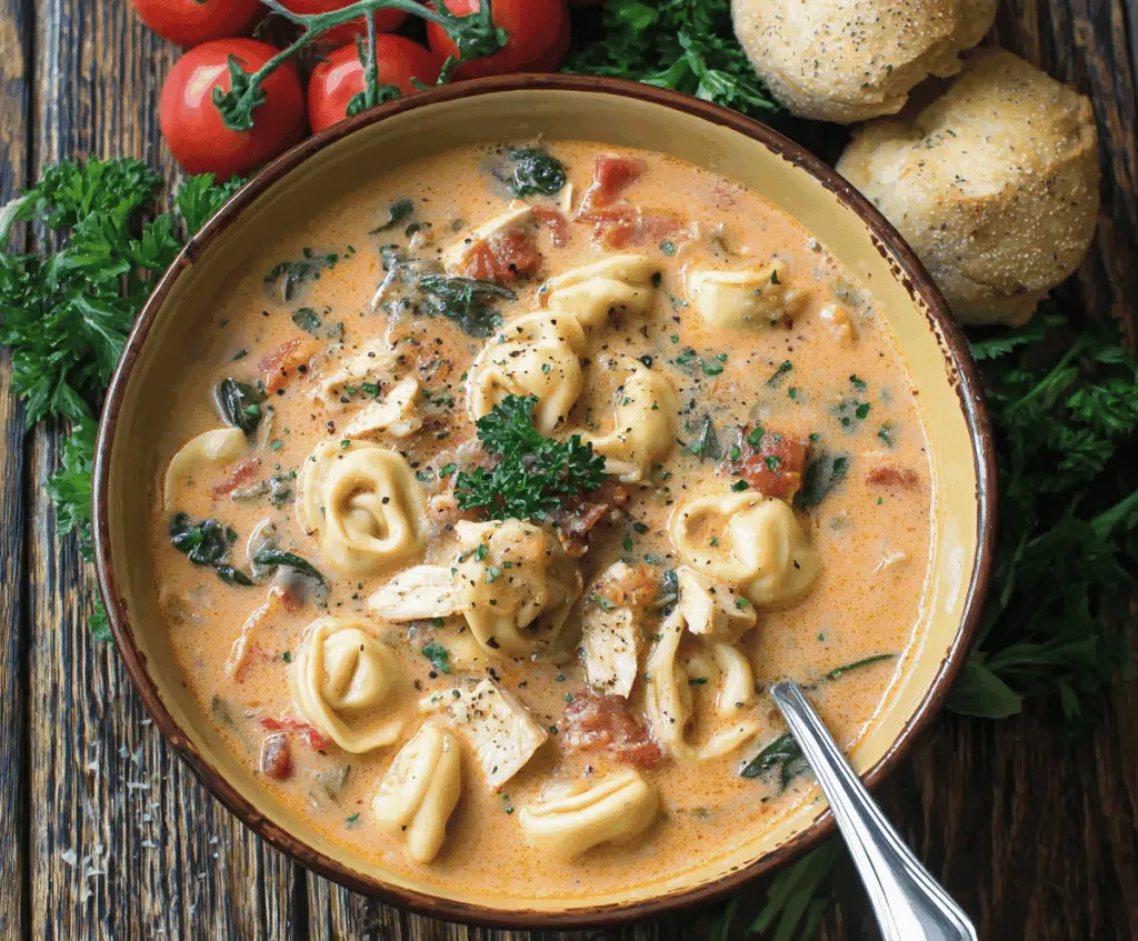 Creamy Tuscan Chicken Tortellini Soup