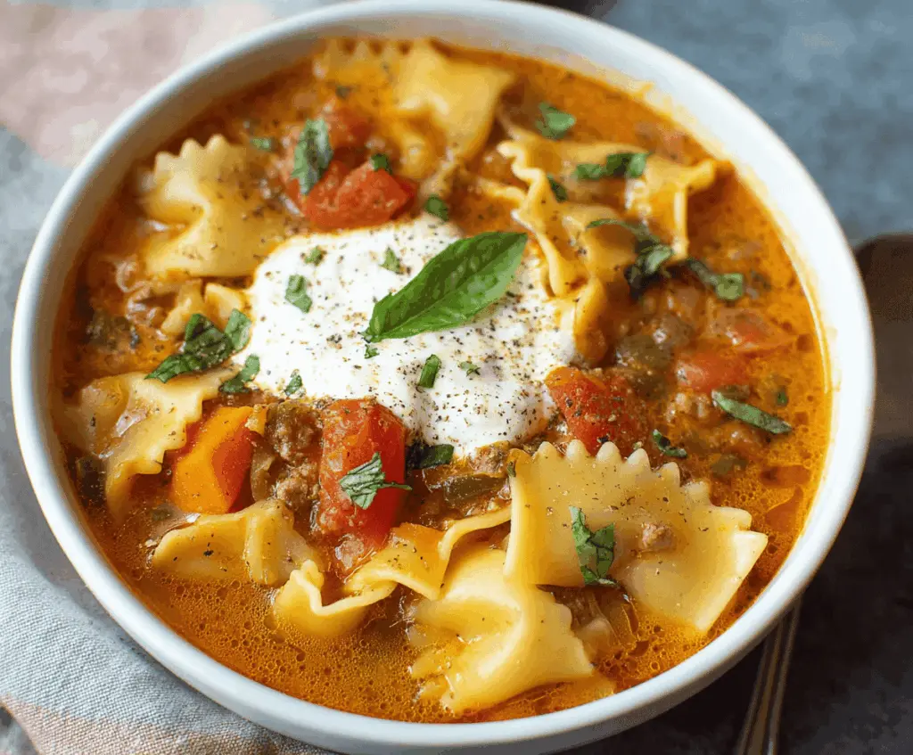 Creamy Vegetarian Lasagna Soup