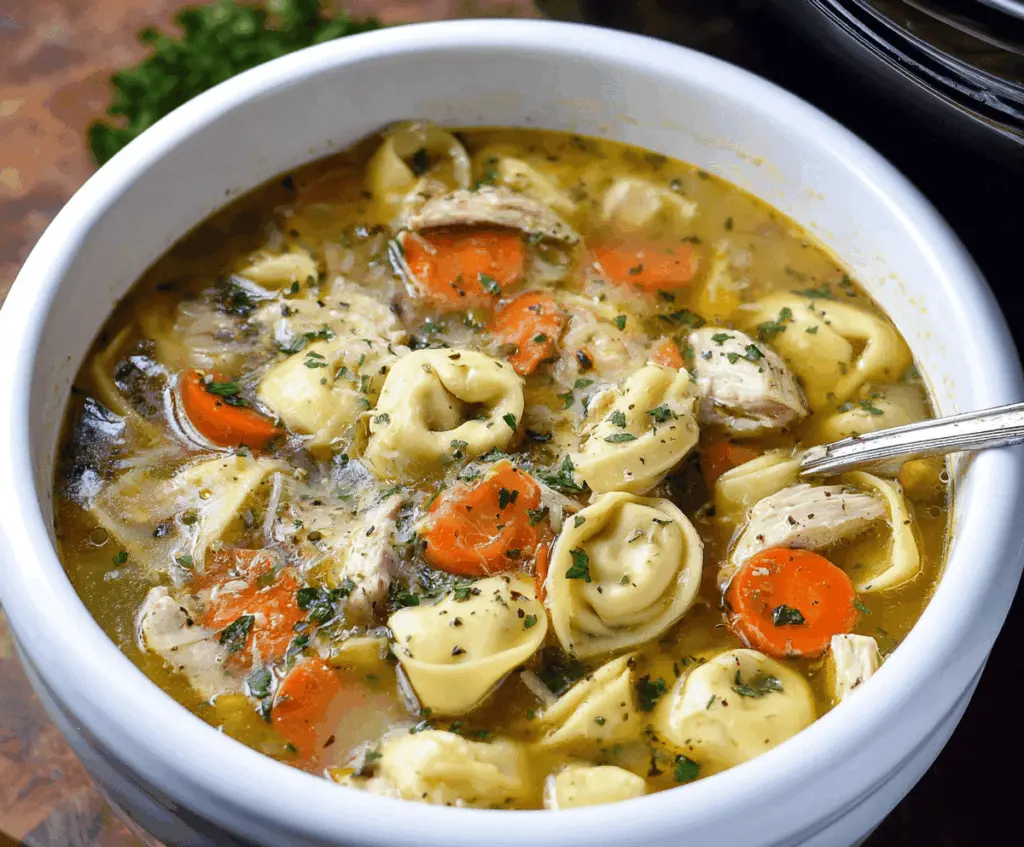 Crockpot Chicken Tortellini Soup