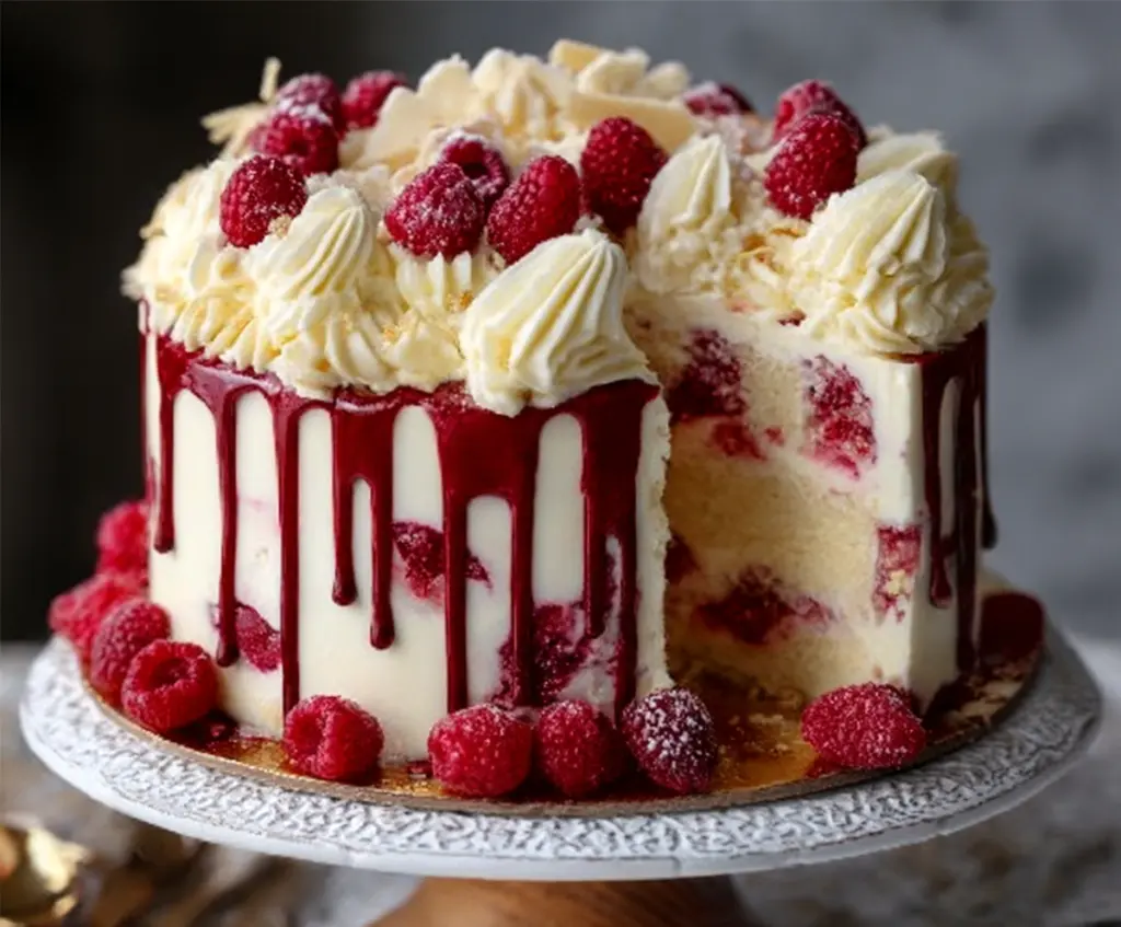 Decadent White Chocolate Raspberry Dream Cake