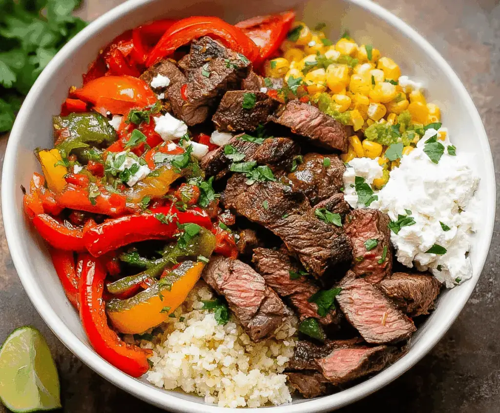 High Protein Steak Fajita Bowl – Easy Low Carb Meal