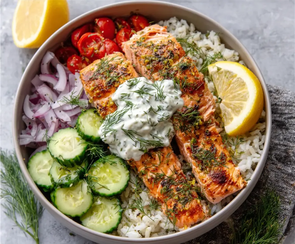 Lemon Dill Salmon Bowls