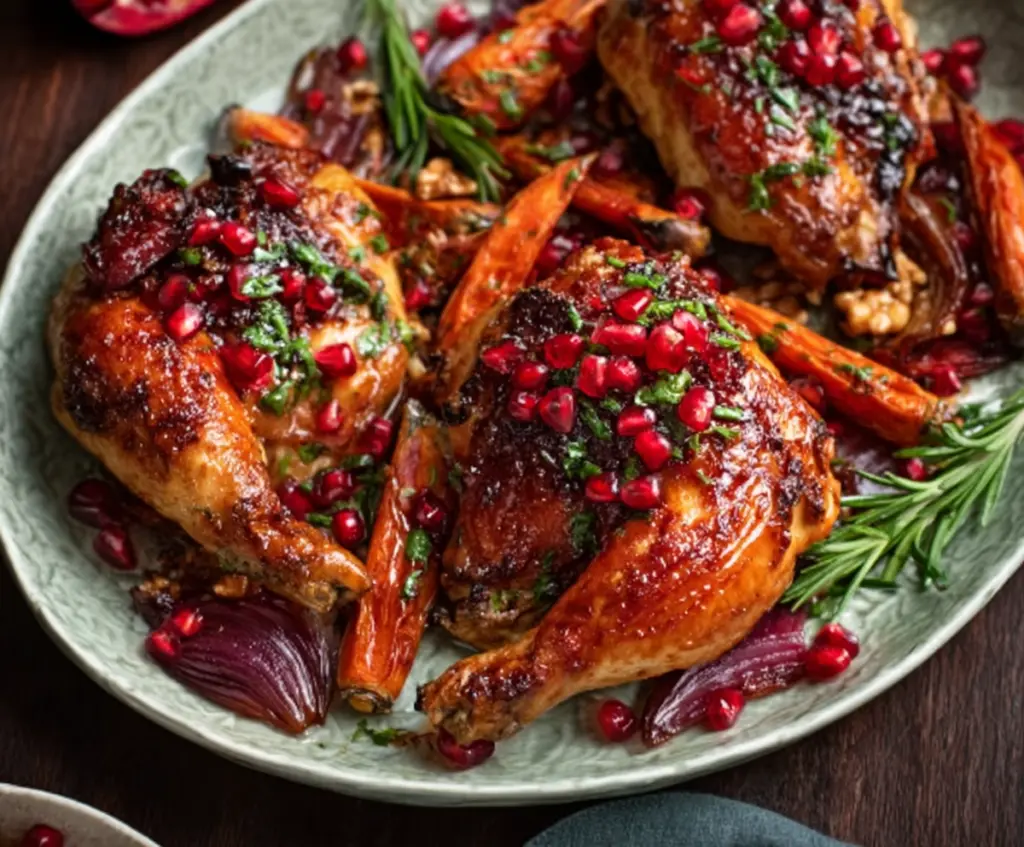 Sheet-Pan Pomegranate Chicken With Walnut Relish