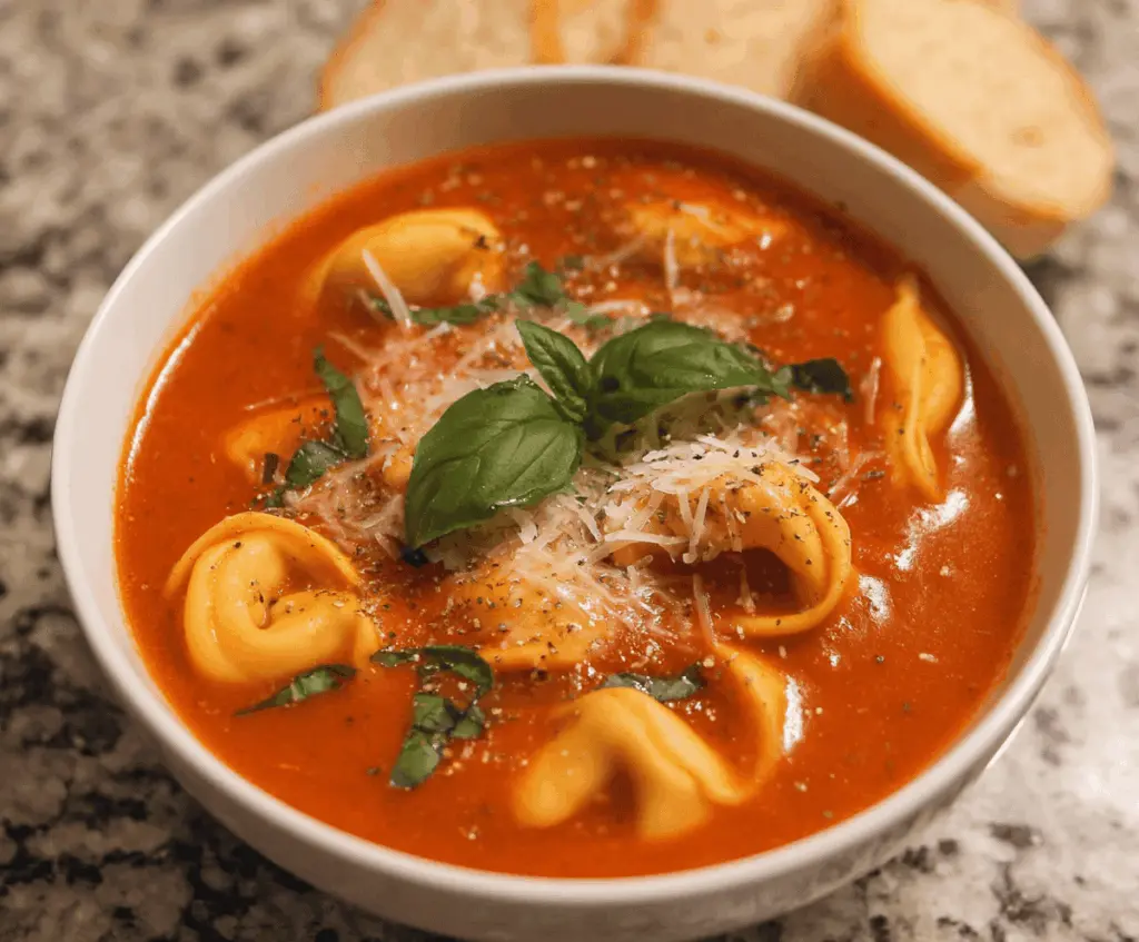 Slow Cooker Tomato Tortellini Soup