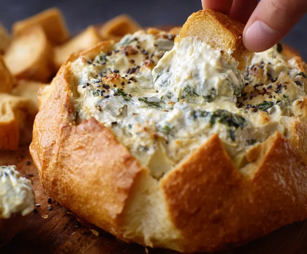 Spinach Artichoke Dip In A Bread Bowl
