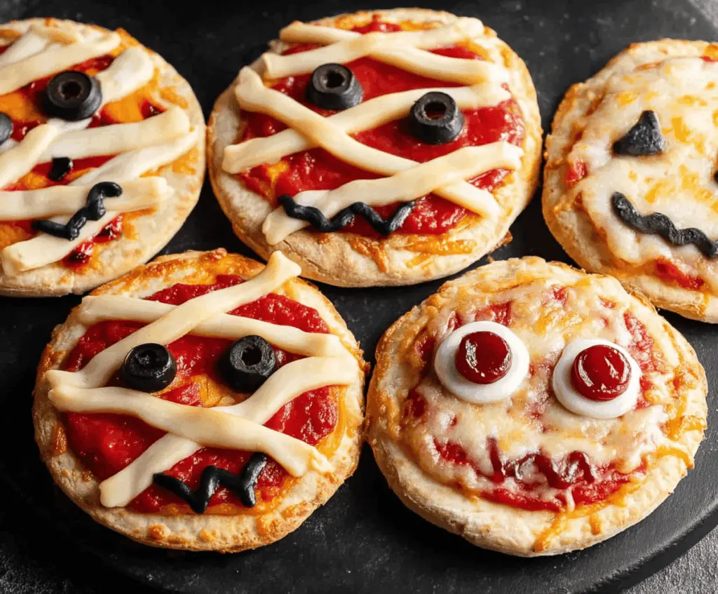 Spooky Mini Halloween Pizzas