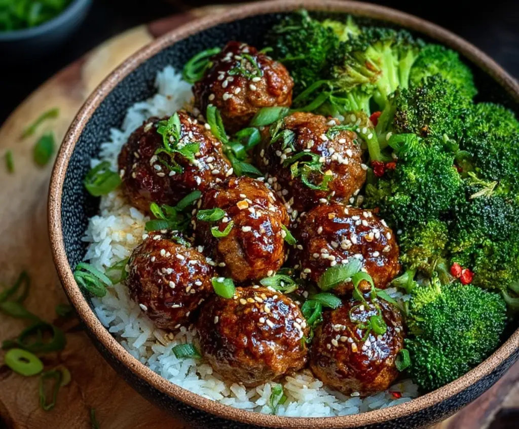 Sticky Mongolian Meatballs and Broccoli Recipe