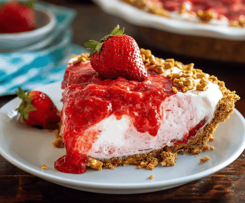 Strawberry Pretzel Icebox Pie