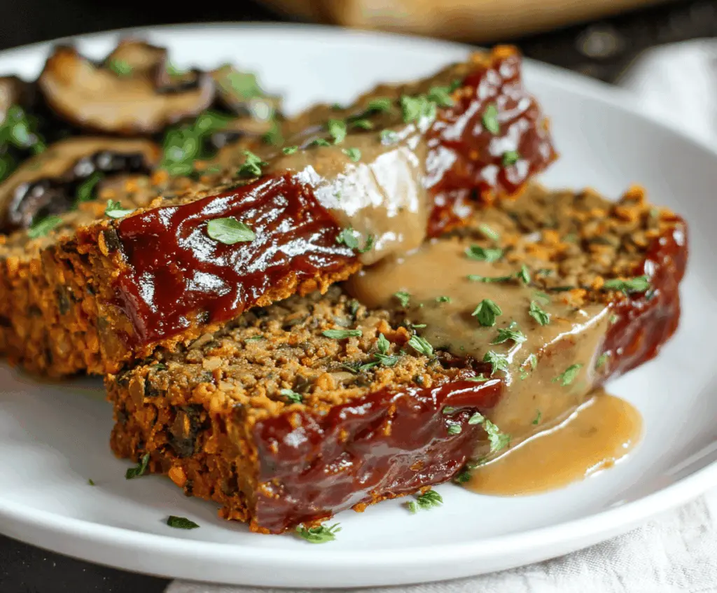 Vegetarian Lentil Loaf with Mushroom Gravy
