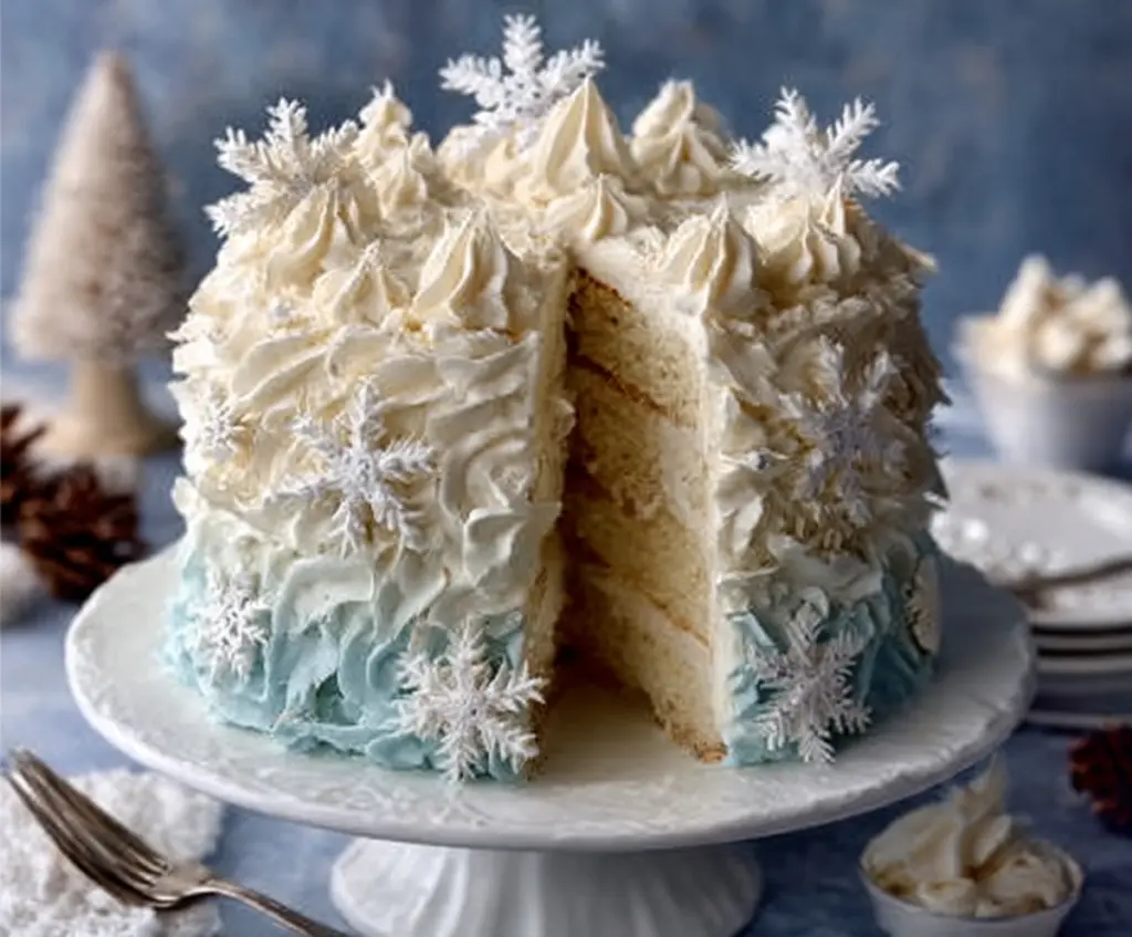 Winter Vanilla Snowflake Cake
